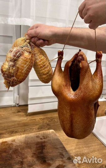 Натуральные копчености ребра, утка и другое