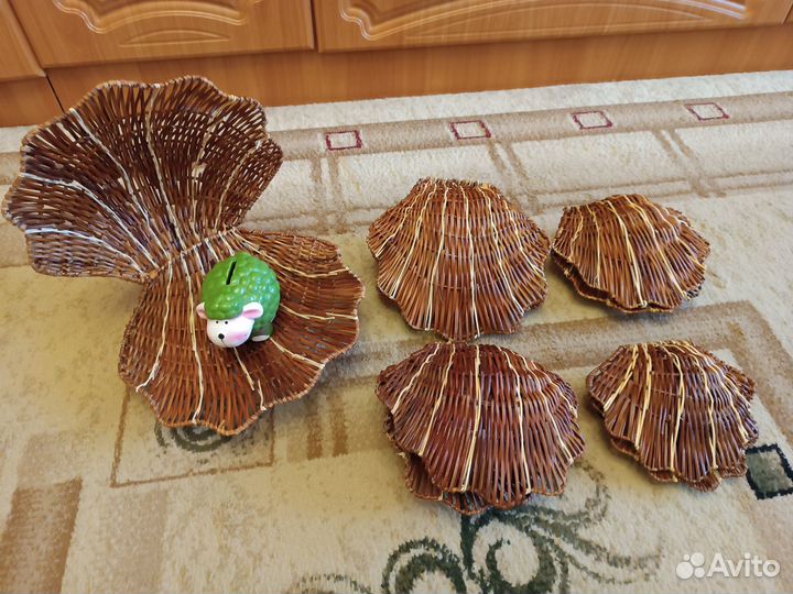 Набор ракушек плетёных из лозы (5 штук)