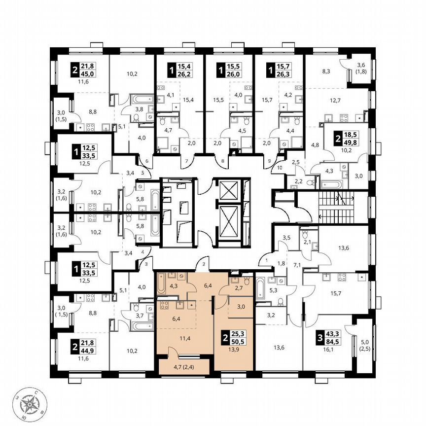 1-к. квартира, 50,5 м², 10/21 эт.