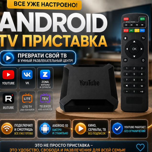 Смарт тв приставка прошитая тв Кино, Y0utubе