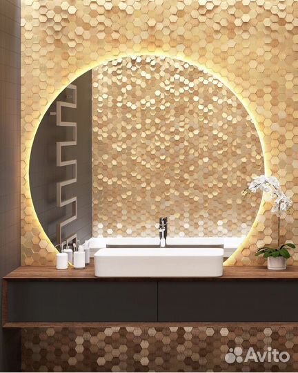 Зеркало с подсветкой в ванную полукруглое Camilla