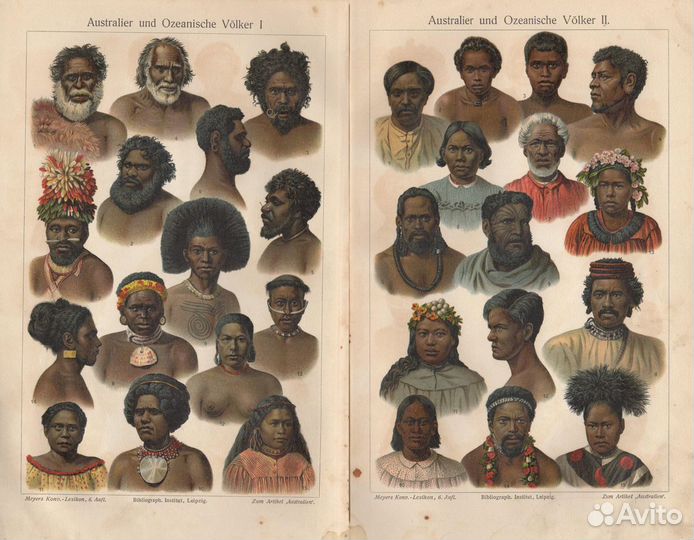 Литография. Нации. Африка. Америка. Австралия