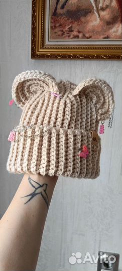 Шапка вязаная ручная работа