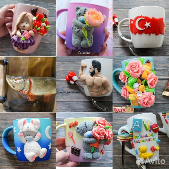 Кружка с декором из полимерной глины