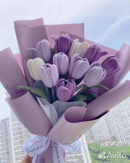 Тюльпаны цветы вязаные