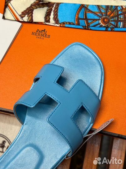 Hermes шлепанцы голубые Oran