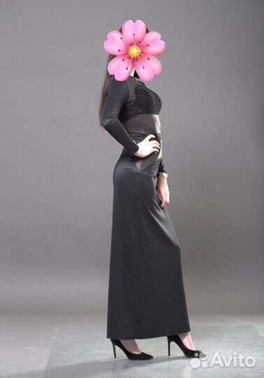 Платье шоколадное в пол