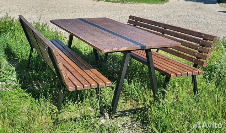 Стол и 2 лавочки в лофт