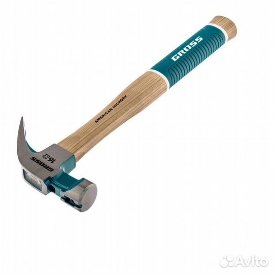 Молоток-гвоздодер, 450 г, угол 75, магнит, обрезин