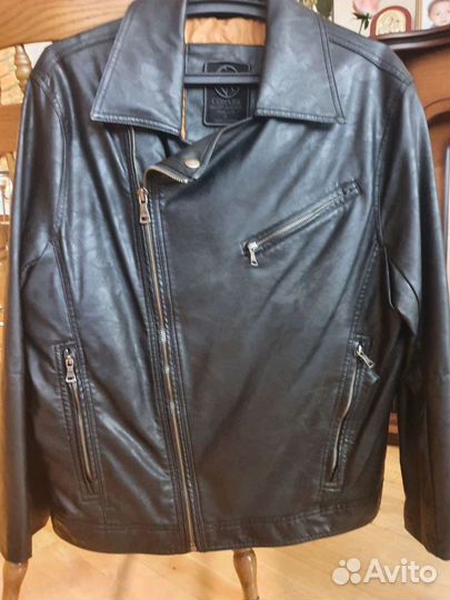Кожаная куртка косуха мужская для мотоцикла