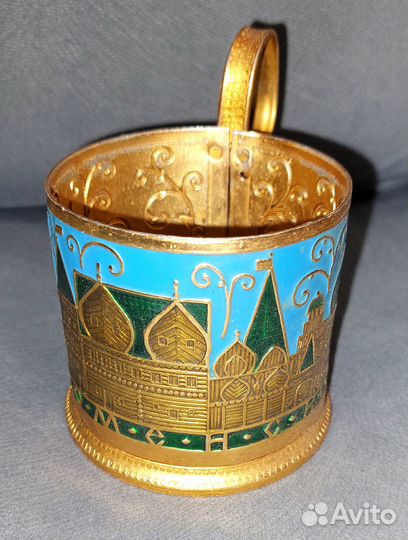 Подстаканник Коломенское эмаль алюминий СССР 1960