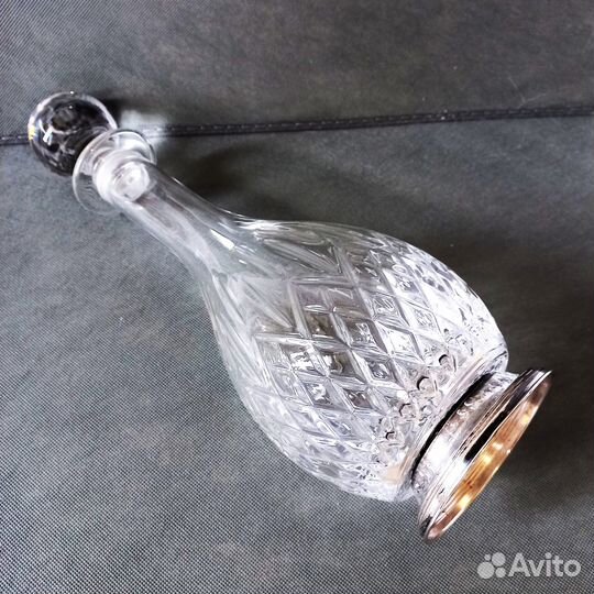 Графин хрустальный с серебром, винтаж, Италия