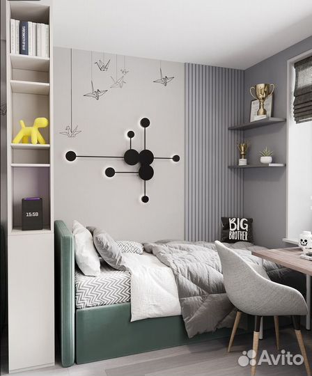 Мебель для детской на двоих мальчиков, 10.2 кв.м