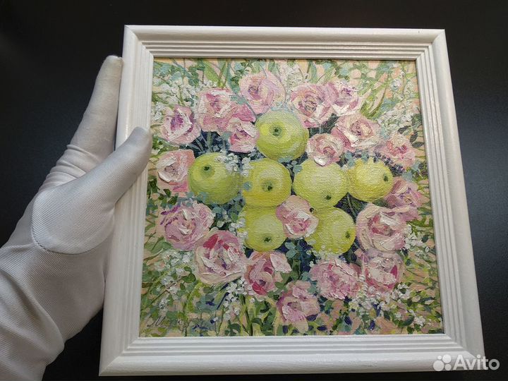 Интерьерная картина маслом букет роз картина цветы