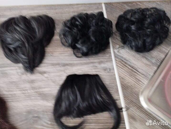 Хвост шиньон на крабе и резинках,челка,защип