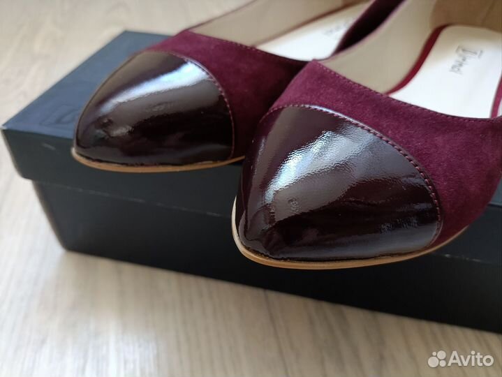 Новые бордовые замшевые балетки 38