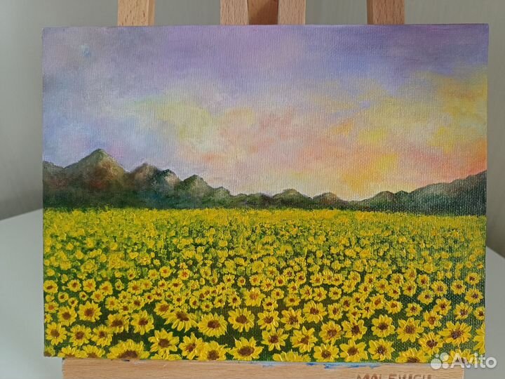Картина маслом подсолнухи