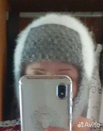 Шапка ушанка из пуха ангорского кролика