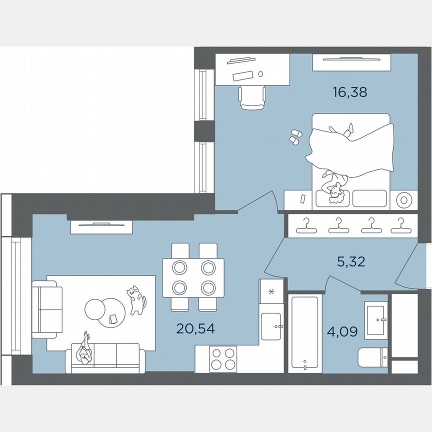 1-к. квартира, 46,8 м², 37/51 эт.