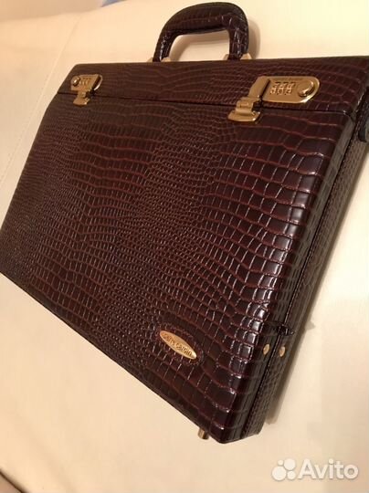 Кожаный портфель новый коричневый