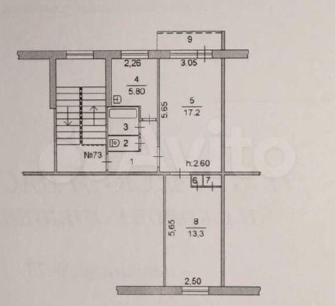 2-к. квартира, 44 м², 5/5 эт.