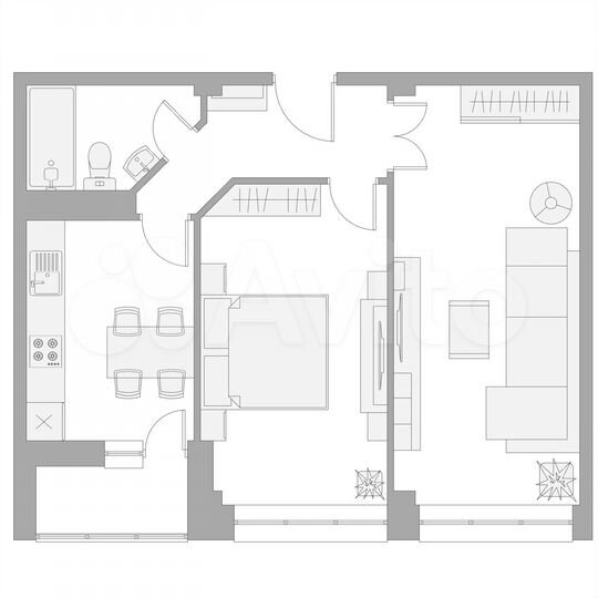 2-к. квартира, 49,6 м², 1/7 эт.