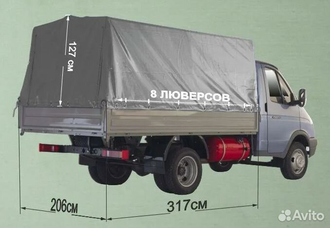 Тент Газель н/о армированный серый 8 отв 3.17*2.06