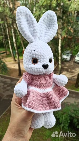 Мягкая игрушка Зайка в платье, амигуруми