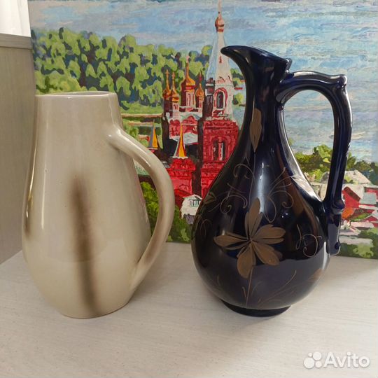 Кувшины с росписью СССР. Кобальт. 1950г