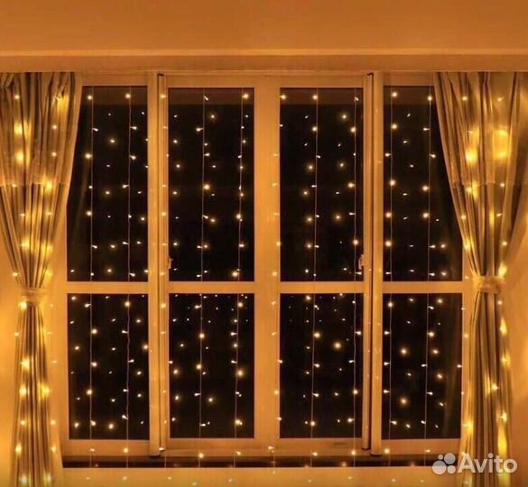 Гирлянда штора сетка -50