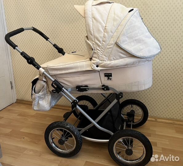 Коляска люлька Zekiwa белая экокожа