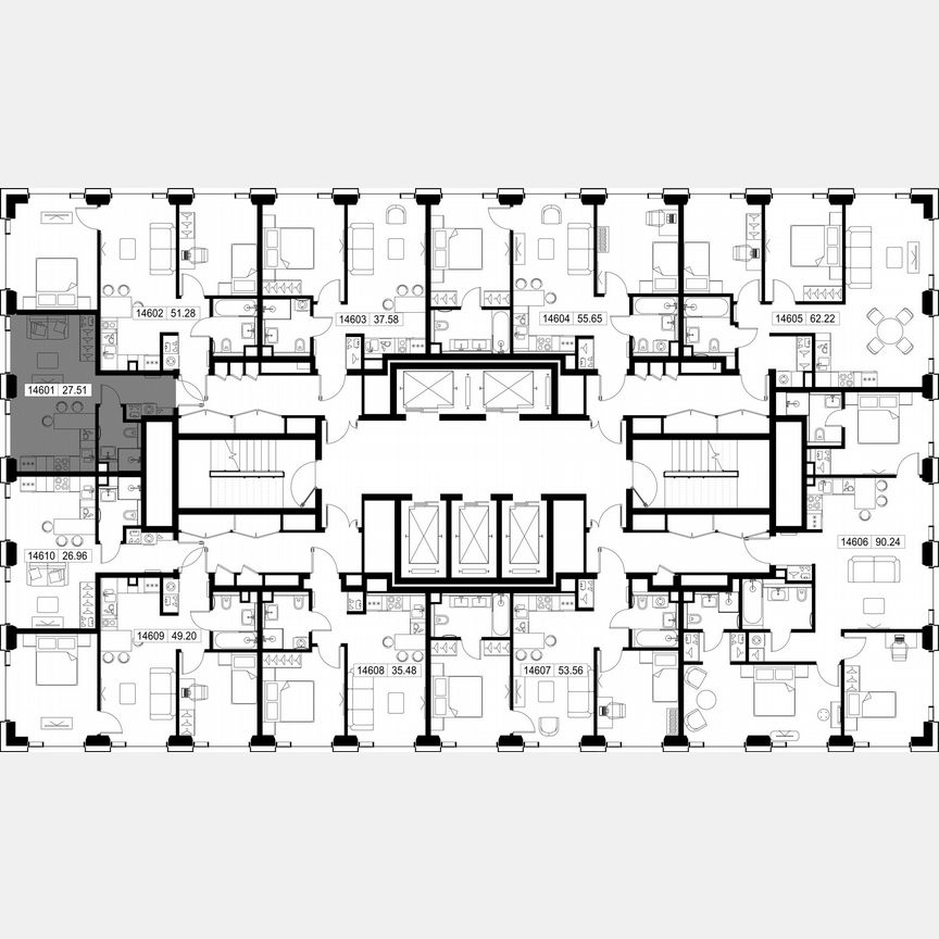 Квартира-студия, 27,5 м², 46/52 эт.