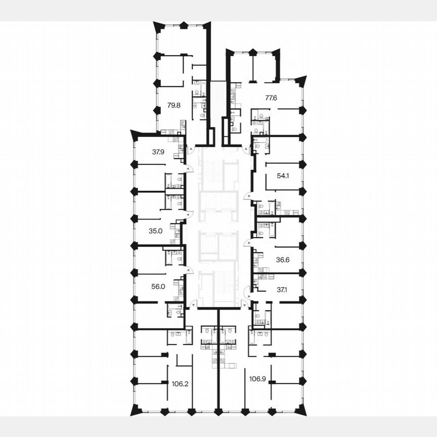 3-к. квартира, 77,6 м², 35/44 эт.