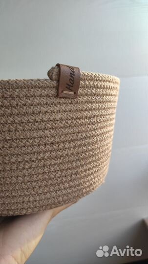 Корзина из хлопкового шнура интерьерная