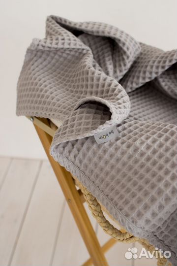 Плед вафельный для младенца Серое облако