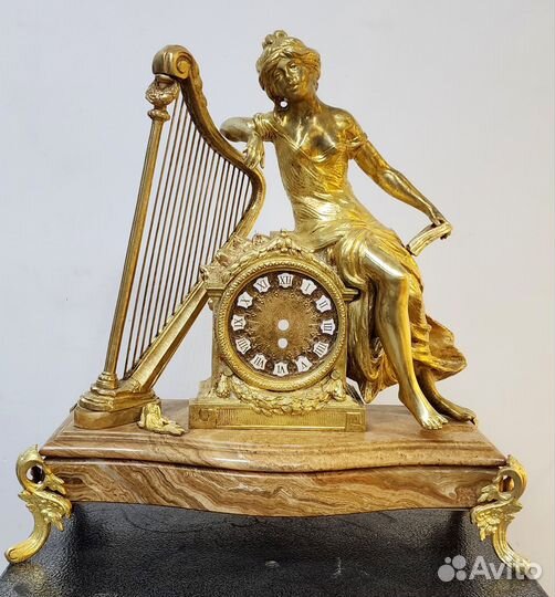 Каминные бронзовые часы 19 век