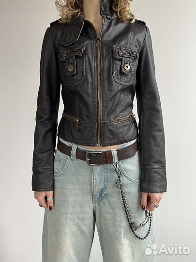 Кожаная куртка натуральная винтаж y2k