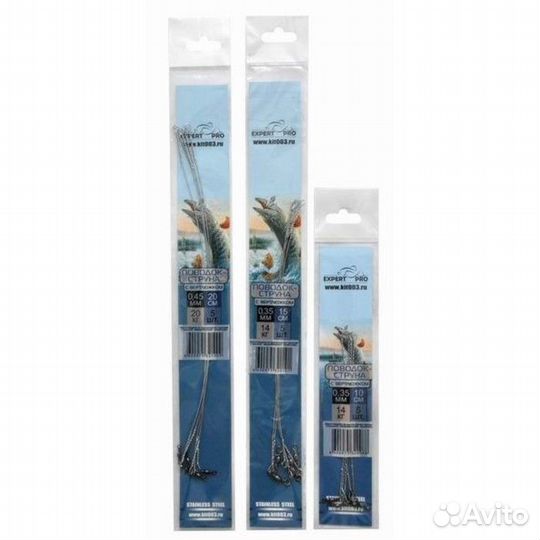 Поводок струна с вертлюжком d-0,3 мм. 10см.-9,5кг