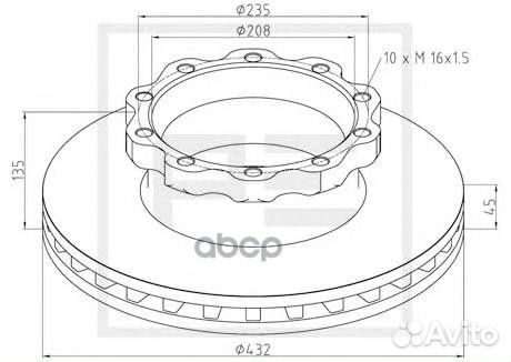 036.122-00A диск торм 432/208x45/135 10n-235-M