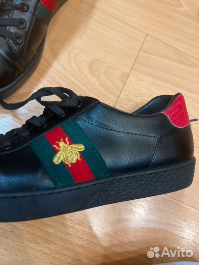 Кожаные кеды gucci унисекс