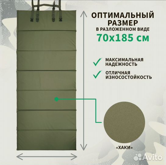 Коврик туристический складной каремат, Хаки