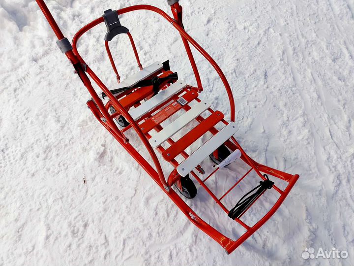 Санки с колесами складные красные Nika kids
