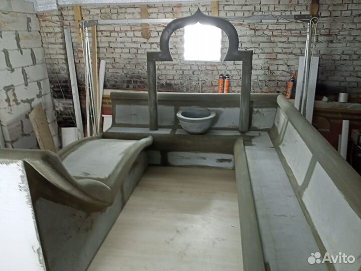 Купол, столы, лежаки в хамам. Мебель в хамам