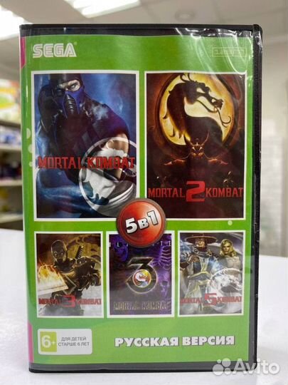 Картридж sega 5в1 mortal kombat 3 ultimate /mortal