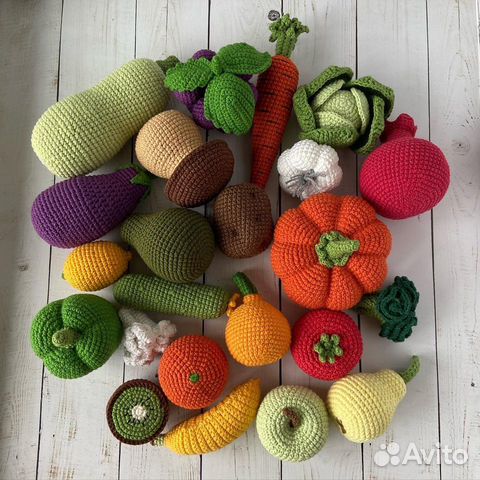 Вязаные овощи и фрукты