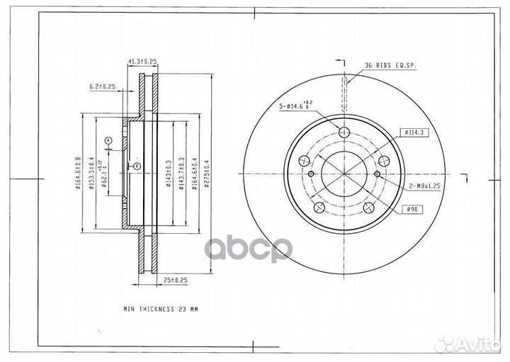 Диск тормозной avantech BR0194S avantech