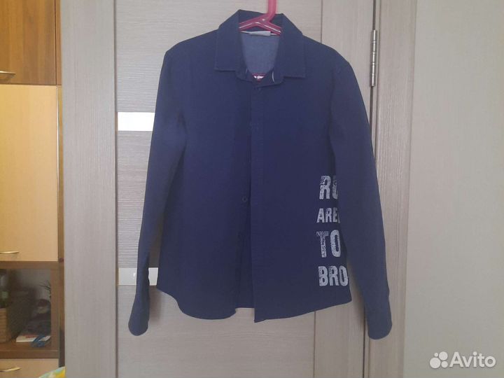 Джинсовая рубашка на мальчика рост 140