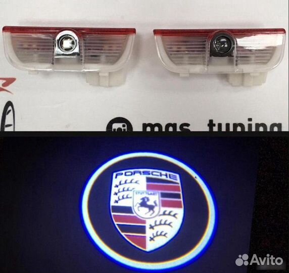 Лазерная проекция логотипа Porsche Cayenne