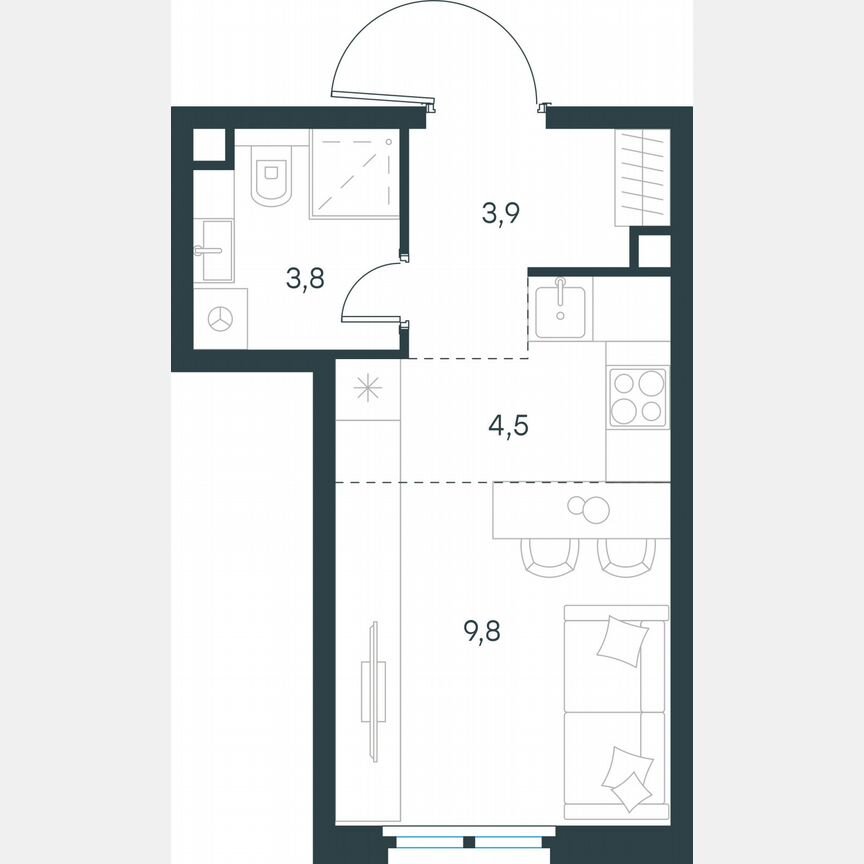 Квартира-студия, 22 м², 2/11 эт.