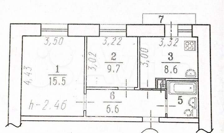 2-к. квартира, 44 м², 6/9 эт.